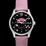 Gucci G-Timeless Moonphase Black Dial Pink Leather Strap Watch For Women - YA1264046 Authentic Buy Shop Now