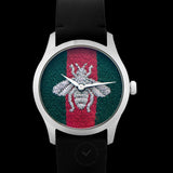 Gucci G Timeless Quartz Green & Red Dial Black Leather Strap Watch For Men - YA1264149 Authentic Buy Shop Now
