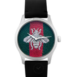 Gucci G Timeless Quartz Green & Red Dial Black Leather Strap Watch For Men - YA1264149 Authentic Buy Shop Now