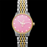 Gucci G Timeless Quartz Pink Dial Two Tone Steel Strap Watch For Women - YA1265030 Authentic Buy Shop Now