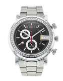 Gucci G Chrono Diamonds Black Dial Silver Steel Strap Watch For Men - YA101324 Authentic Buy Shop Now