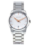 Gucci G Timeless Silver Dial Silver Steel Strap Watch For Women - YA126523 Authentic Buy Shop Now