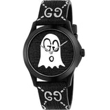 Gucci G Timeless Ghost Black Dial Black Leather Strap Watch For Men - YA1264018 Authentic Buy Shop Now