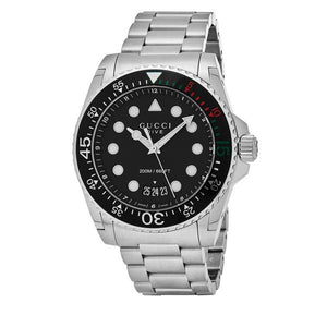 Gucci Dive Analog Black Dial Silver Steel Strap Watch For Men - YA136208 Authentic Buy Shop Now