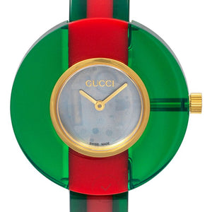 Gucci Vintage Web Mother of Pearl Dial Two Tone Plastic Strap Watch For Women - YA143403 Authentic Buy Shop Now