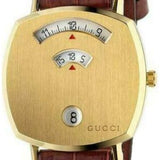 Gucci Grip Quartz Gold Dial Maroon Leather Strap Watch For Women - YA157402 Authentic Buy Shop Now