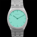 Gucci 25H Quartz Turquoise Dial Silver Steel Strap Watch For Women - YA163409 Authentic Buy Shop Now