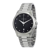 Gucci G Timeless Diamonds Black Dial Silver Steel Strap Watch For Men - YA126456 Authentic Buy Shop Now