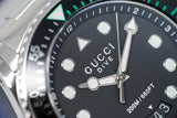 Gucci Dive Analog Black Dial Silver Steel Strap Watch For Men - YA136208 Authentic Buy Shop Now