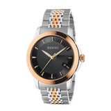 Gucci G Timeless Black Dial Two Tone Steel Strap Watch For Men - YA126410 Authentic Buy Shop Now