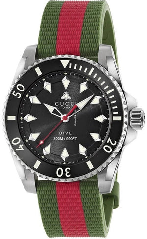 Gucci Dive Automatic Black Dial Two Tone Rubber Strap Watch for Men - YA136349 Authentic Buy Shop Now