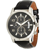 Guess Exec Chronograph Quartz Black Dial Black Leather Strap Watch for Men - W0076G1 Authentic Buy Shop Now
