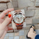 Guess Analog Multifunction White Dial Brown Leather Strap Watch for Men - GW0262G3 Authentic Buy Shop Now