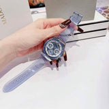 Guess Athena Active Life Clear White Dial Blue Rubber Strap Watch for Women - GW0409L1 Authentic Buy Shop Now