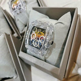 Guess Phoenix Polycarbonate Clear Multi-function Black Dial Clear Rubber Strap Watch for Men - GW0499G3 Authentic Buy Shop Now