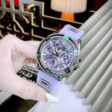 Guess Queen Quartz Purple Dial Purple Silicone Strap Watch For Women - GW0536L4 Authentic Buy Shop Now