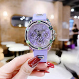Guess Queen Quartz Purple Dial Purple Silicone Strap Watch For Women - GW0536L4 Authentic Buy Shop Now