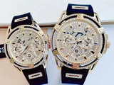 Guess King Quartz Crystals Gold Dial Black Silicone Strap Watch For Men - GW0537G2 Authentic Buy Shop Now