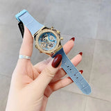 Guess Fusion Chronograph Blue Dial Blue Leather Strap Watch For Women - GW0553L3 Authentic Buy Shop Now