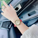 Guess Trend Dragon Gold Dial Red Leather Strap Watch For Women - GW0646L1 Authentic Buy Shop Now
