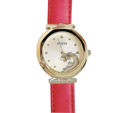 Guess Trend Dragon Gold Dial Red Leather Strap Watch For Women - GW0646L1 Authentic Buy Shop Now