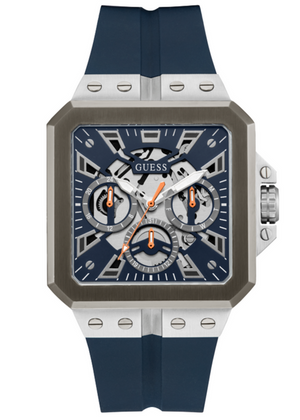 Guess Leo Chronograph Navy Blue Dial Blue Silicone Strap Watch For Men - GW0637G1 Authentic Buy Shop Now