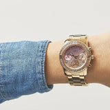 Guess Confetti Pink Dial Rose Gold Steel Strap Watch For Women - W0774L3 Authentic Buy Shop Now