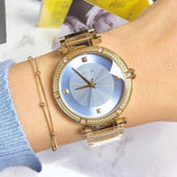 Guess Park Avenue Blue Dial Gold Steel Strap Watch For Women - W0695L2 Authentic Buy Shop Now