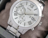 Guess Atlas Chronograph Silver Dial Silver Steel Strap Watch For Men - W0668G7 Authentic Buy Shop Now