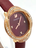 Swarovski Crystal Flower Red Dial Red Leather Strap Watch for Women - 5552780 Authentic Buy Shop Now