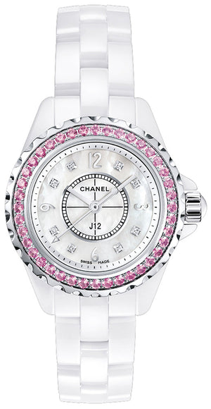 Chanel J12 Quartz Diamonds Mother of Pearl White Dial White Steel Strap Watch for Women - J12 H3243 Authentic Buy Shop Now