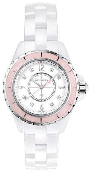 Chanel J12 Quartz Diamonds Ceramic White Dial White Steel Strap Watch for Women - J12 H4466 Authentic Buy Shop Now