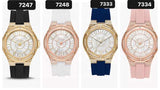 Michael Kors Lennox Three Hand Crystals Silver Dial Black Silicone Strap Watch For Women - MK7247 Authentic Buy Shop Now