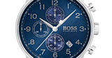 Hugo Boss Navigator Chronograph Blue Dial Silver Steel Strap Watch for Men - 1513498 Authentic Buy Shop Now
