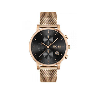 Hugo Boss Integrity Black Dial Gold Mesh Bracelet Watch for Men - 1513808 Authentic Buy Shop Now