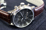 Hugo Boss Aeroliner Chronograph Quartz Grey Dial Brown Leather Strap Watch For Men - HB1512570 Authentic Buy Shop Now