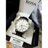 Hugo Boss Aeroliner Chronoraph White Dial Brown Leather Strap Watch For Men - HB1512447 Authentic Buy Shop Now