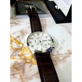 Hugo Boss Aeroliner Chronoraph White Dial Brown Leather Strap Watch For Men - HB1512447 Authentic Buy Shop Now
