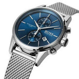 Hugo Boss Jet Blue Dial Silver Mesh Bracelet Watch for Men - 1513441 Authentic Buy Shop Now