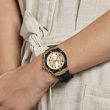 Guess Athena Gold Dial Black Rubber Strap Watch For Women - GW0030L2 Authentic Buy Shop Now