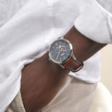 Fossil Townsman Automatic Blue Dial Brown Leather Strap Watch for Men - ME3110 Authentic Buy Shop Now