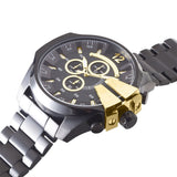 Diesel Mega Chief Chronograph Black Dial Black Steel Strap Watch For Men - DZ4338 Authentic Buy Shop Now