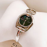 Gucci Horsebit Collection Mother of Pearl Black Dial Silver Steel Strap Watch For Women - YA139503 Authentic Buy Shop Now