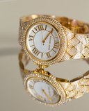 Michael Kors Camille Three-Hand Crystals White Dial Gold Steel Strap Watch for Women - MK4800 Authentic Buy Shop Now