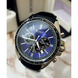 Hugo Boss Driver Sport Chronograph Blue Dial Black Leather Strap Watch for Men - 1513077 Authentic Buy Shop Now