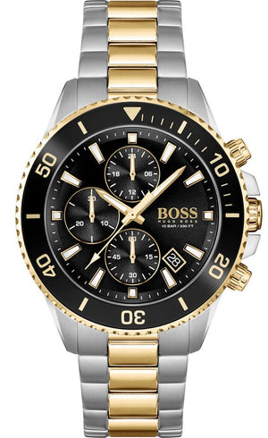 Hugo Boss Admiral Black Dial Two Tone Steel Strap Watch for Men - 1513908 Authentic Buy Shop Now