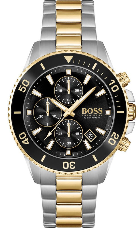 Hugo Boss Admiral Black Dial Two Tone Steel Strap Watch for Men - 1513908 Authentic Buy Shop Now