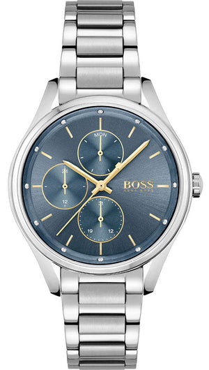 Hugo Boss Grand Course Blue Dial Silver Steel Strap Watch for Women - 1502583 Authentic Buy Shop Now