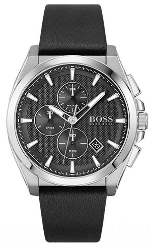Hugo Boss Grandmaster Chronograph Black Dial Black Leather Strap Watch for Men - 1513881 Authentic Buy Shop Now