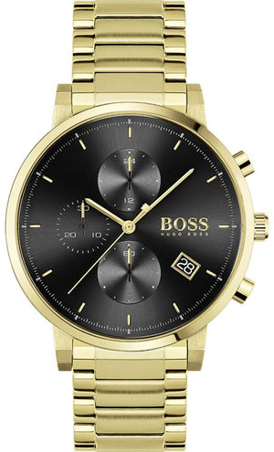Hugo Boss Integrity Chronograph Grey Dial Gold Steel Strap Watch for Men - 1513781 Authentic Buy Shop Now